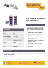 PARTEL ACRAPRIME SPRAY DATA SHEET PDF ONLY